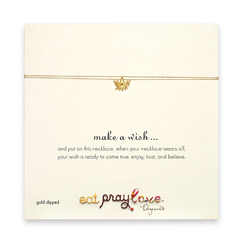 eat pray love make a wish necklace with gold dipped lotus