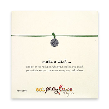 eat pray love make a wish necklace with sterling silver globe