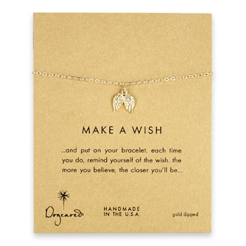 make a wish angel wings bracelet, gold dipped