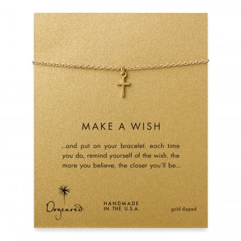 make a wish simple cross bracelet, gold dipped
