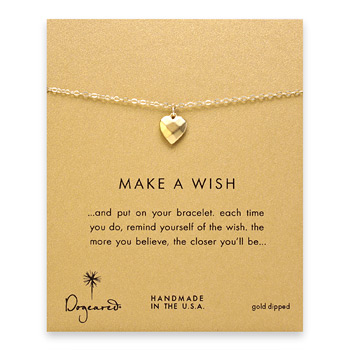 make a wish faceted heart gold dipped reminder bracelet