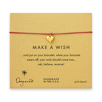 make a wish full heart bracelet on red, gold dipped
