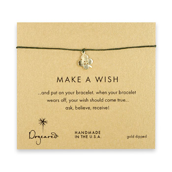 make a wish four leaf clover bracelet on leaf, gold dipped