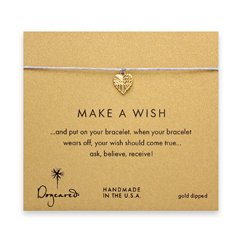 make a wish bracelet with gold dipped feather heart on lilac