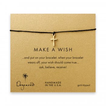 make+a+wish+simple+cross+bracelet+on+black%2C+gold+dipped