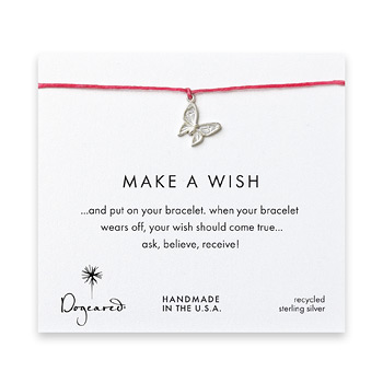 make a wish butterfly bracelet on fuschia, sterling silver