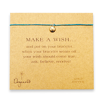 make a wish bracelet with gold dipped sand dollar on turquoise
