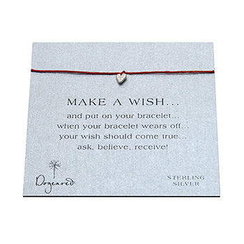 make a wish bracelet with sterling silver stone heart on red