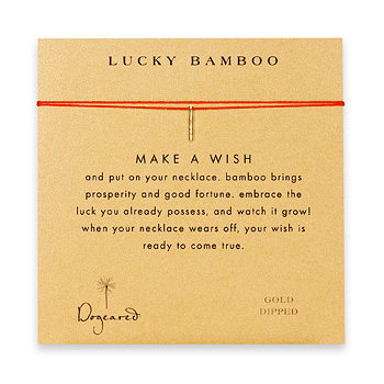 lucky bamboo make a wish necklace with gold dipped bamboo on red