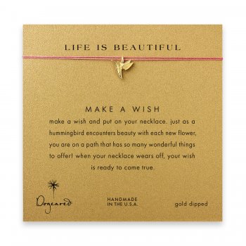 life+is+beautiful+hummingbird+necklace+on+coral%2C+gold+dipped