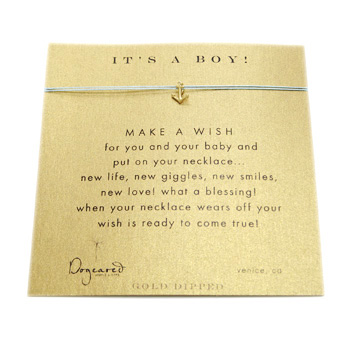 it's a boy make a wish necklace with gold dipped anchor on mint