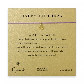 happy+birthday+wishbone+necklace+on+lavender%2C+gold+dipped