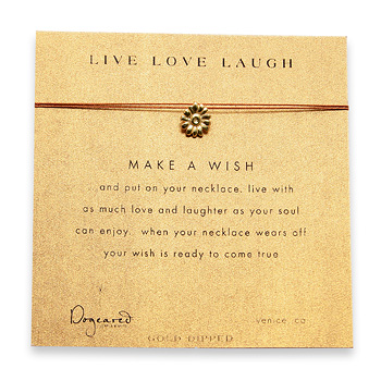 live love laugh gold dipped make a wish necklace on tobacco
