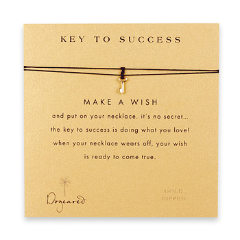 key to success make a wish necklace with gold dipped key on black