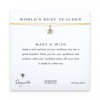 world's best teacher star necklace on gold, sterling silver