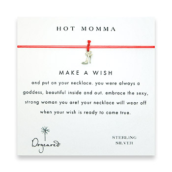 hot momma make a wish necklace with sterling silver high heel on red hot momma make a wish necklace with sterling silver high heel on red