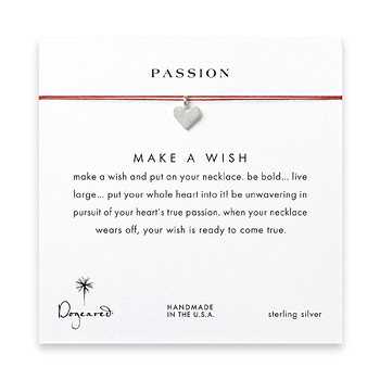 passion heart necklace on red, sterling silver