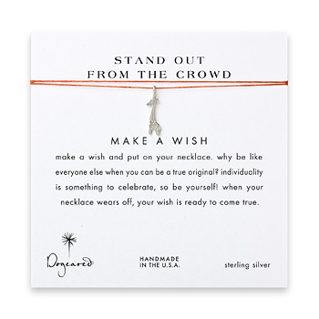 stand out from the crowd giraffe necklace on orange, sterling silver