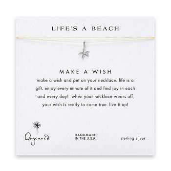 life%27s+a+beach+starfish+necklace+on+yellow%2C+sterling+silver