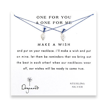 one for you one for me make a wish necklace set with sterling silver angel wings on ocean