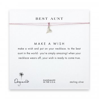 best aunt happy heart necklace on lavender, sterling silver