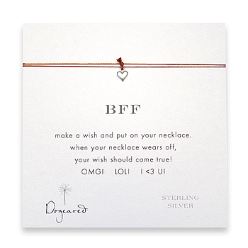 bff make a wish necklace with sterling silver cupid heart on tobacco