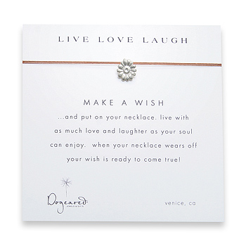 live love laugh sterling silver make a wish necklace on tobacco