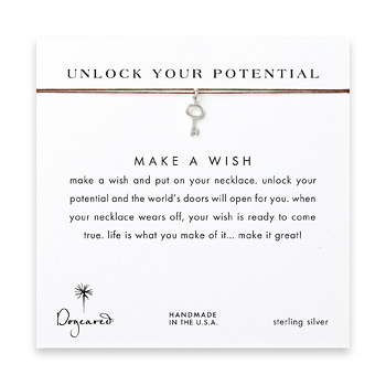 unlock your potential key necklace on tobacco, sterling silver