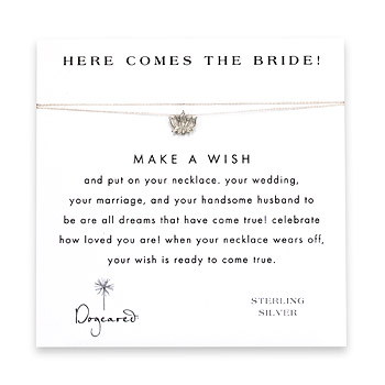 here comes the bride make a wish necklace with sterling silver lotus flower on creme