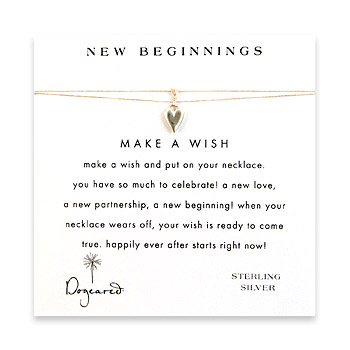 new beginnings make a wish necklace with sterling silver kind heart on creme