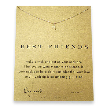 best friends reminder necklace with gold dipped teeny angel wings