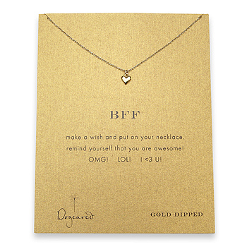 bff reminder necklace with gold dipped cupid heart