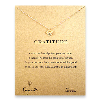 gratitude reminder necklace with gold dipped plumeria