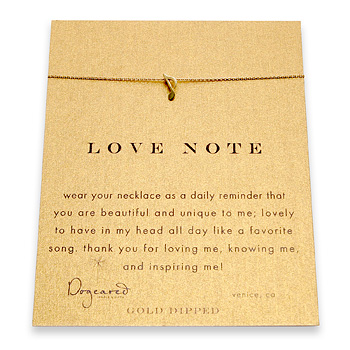 love note reminder necklace with gold dipped music note