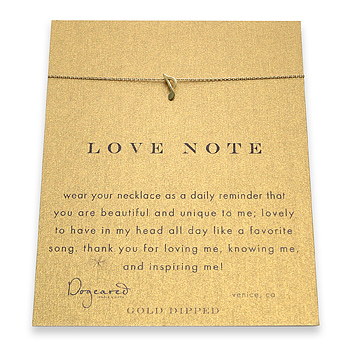 love note reminder necklace with gold dipped music note
