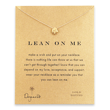 lean on me reminder necklace with gold dipped tree