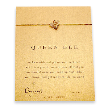 queen bee reminder necklace with gold dipped bee