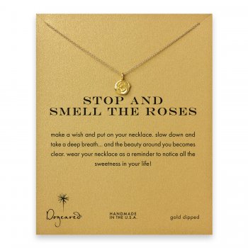 stop and smell the roses, rose necklace, gold dipped