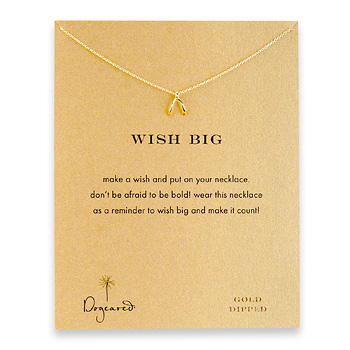 wish big gold dipped wishbone reminder necklace