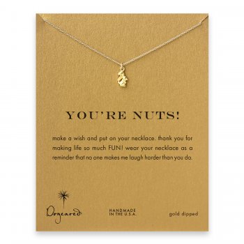 you're nuts! Squirrel necklace, gold dipped