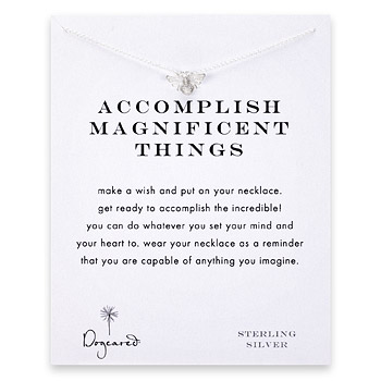 accomplish magnificent things reminder necklace with sterling silver bee