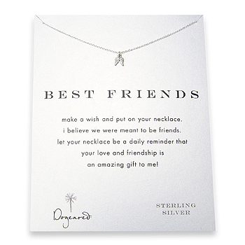 best friends reminder necklace with sterling silver teeny angel wings