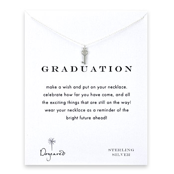graduation heart key necklace, sterling silver