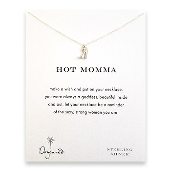 hot momma reminder necklace with sterling silver high heel