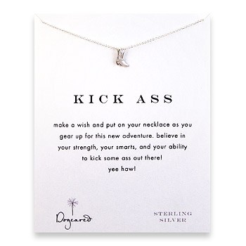 kick ass reminder necklace with sterling silver boot