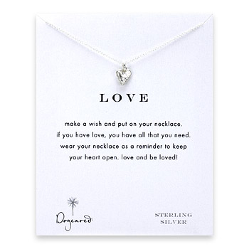 love reminder necklace with sterling silver mini stone heart