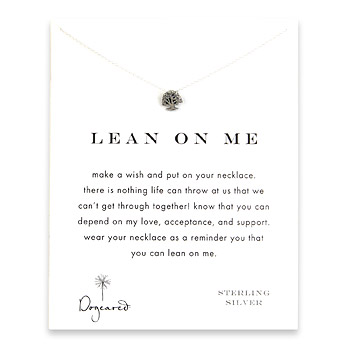 lean on me reminder necklace with sterling silver tree