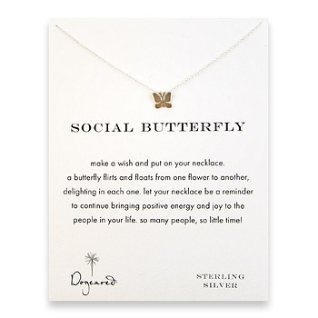 social butterfly reminder necklace with sterling silver butterfly