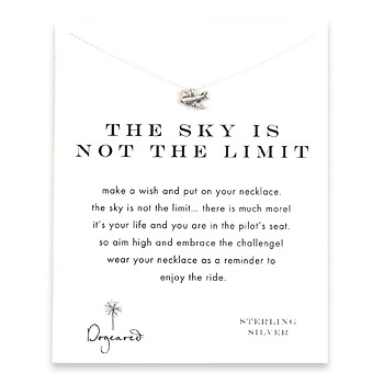 the sky is not the limit reminder necklace with sterling silver airplane