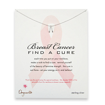 breast cancer find a cure sterling silver reminder necklace with wishbone - 18 inch